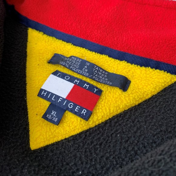 Vintage 90s Tommy Hilfiger Quarter Zip Fleece - Mens Extra Large - Picture 3 of 5